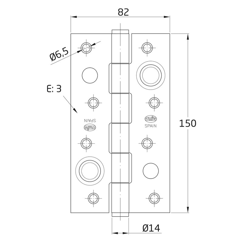 Amig - Security Hinge | 150 x 82 x 3