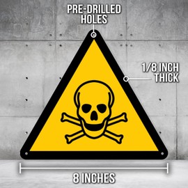Toxic Material Warning Caution Sign - 8 Inch Triangle PVC Sign - Premium PVC Sign For Workplace Warehouse Jobsite OSHA Regulation - Weather Proof Fade Resistant - Made In USA - PVC0272