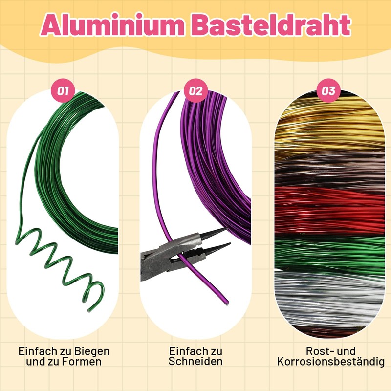 15.5 Metres Purple Aluminium Craft Wire, 16 Gauge 1.5 mm