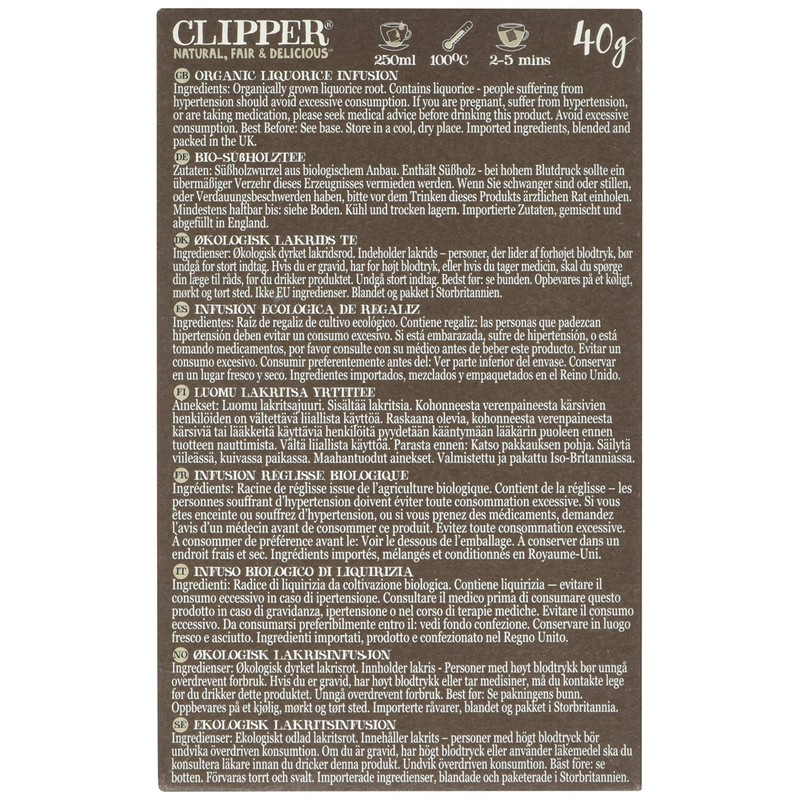Clipper Liquorice Organic Uplifting Infusion, 20 Tea Bags