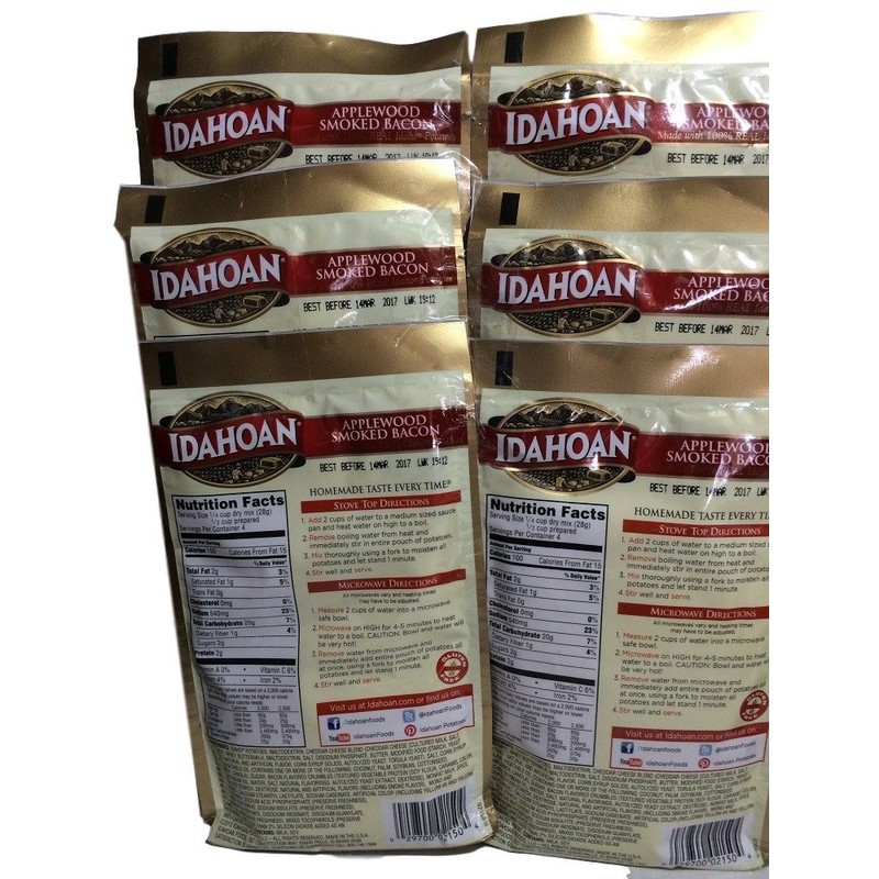 Idahoan, Applewood Smoked Bacon Flavored Mashed Potatoes, 4oz Pouch (Pack