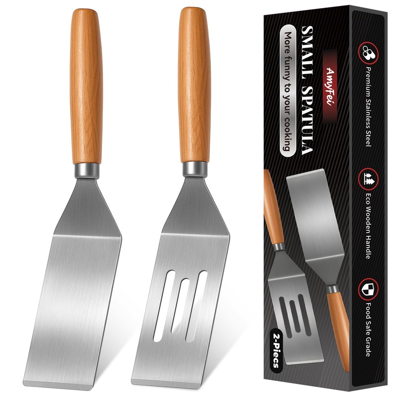 2Pcs Stainless Steel Spatula Set,Mini Serving Spatula for Kitchen Use,Metal