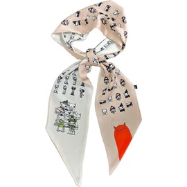 GIMIRO Satin Silk Scarf 148 x 13.5 cm Tie Double Layer Waistband for Blazer, Coat, Dress, Pink Cats