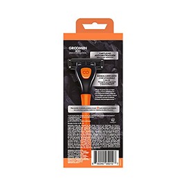 GROOMEN 300 Rastrillo con 3 cuchillas con nanotecnología cerámica, doble banda lubricante, carbón activado, aloe vera y vitamina E, Caja con 1 mango y
