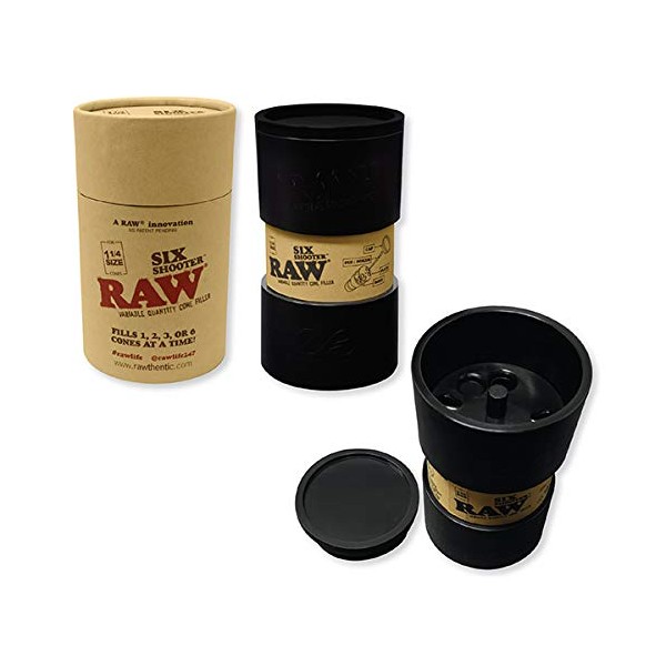 RAW Six Shooter for 1 1/4 Size - Cone Loader for 1,2,3 or 6 Cones | Easily Fill Pre Rolled Cones Rolling Papers Quickly No Expertise Required