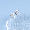 Inilbran Boho Pearl Earrings Silver Triangle Stud Earrings Vintage Pearl