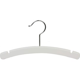 The Great American Hanger Company White Rounded Wooden Baby Hanger, Box of 50 10 Inch Wood Top Hangers w/Chrome Swivel Hook for Infant Clothes or Onesie