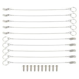 MECCANIXITY Lanyard Cable Safety Tether Wire 12 Inch 316 Stainless Steel Quick Release Pin Lanyard for Loss Prevention One Loop with Quick Release Ring (Silver, Pack of 10)