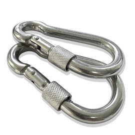 3.15 Inches 4 Inches Stainless Steel Carabiner for Gym Equipment Connection, EFFIET Heavy Duty Spring Snap Hook Clips Buckle for Gym Exercise, Punching Bags, Hiking, Camping (2pcs 3" with Lock)