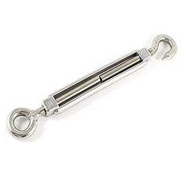 Merriway BH04999 Turnbuckle Strainer Hook to Eye Wire Rope Tensioner, M6 (1/4 inch) - A2 316 Marine Grade Stainless Steel