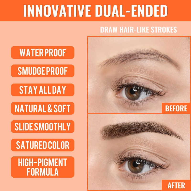Eyebrow Pen - Eyebrow Pencil,2-in-1 Eyeliner Dual-Ended Microblading Eyebrow Pencil