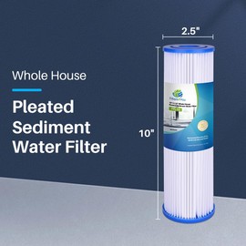 CFS – 4 Pack Pleated Sediment Water Filter Cartridges Compatible with AO-WH-PRE-RP2 W50PE, WFPFC3002, SPC-25-1050, FM-50-975 Models – Whole House Replacement Water Filter Cartridge,10" x 2.5", White