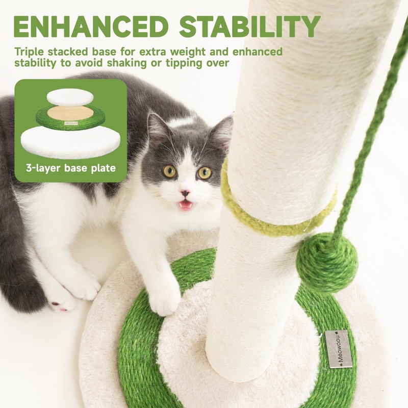 Meowoou Cat Scratching Post for Space-Saving,35” Tall Modern Monstera 3