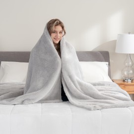 Berkshire Blanket Classic Extra-Fluffy™ Plush Blanket, Twin Size Bed Blanket, Soft Fuzzy Fluffy Long Hair Blanket for Couch Sofa Bed, Microchip, 60x92 Inches