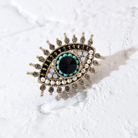 Lucky Evil Eye Brooch Pin Freshwater Pearl and Crystal Vintage Lapel Pin for Wedding Party Prom Multipurpose Brooch Ladies Accessories for Shawl Scarf Buckle Sweater Cardigan-A