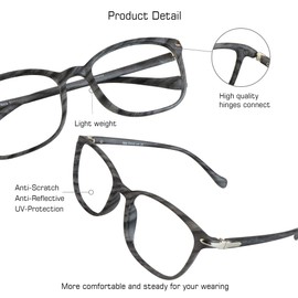 VisionGlobal Blue Light Blocking Glasses for Women/Men, Anti Eyestrain, Computer Reading, TV Glasses, Stylish Square Frame, Anti Glare (Wood, +2.25 Magnification)