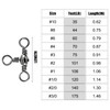 Alwonder 3-Way Fishing Barrel Swivels, Pack of 50, 44Lb