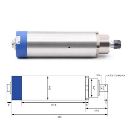 1.5KW ER16 D65 220V Air cooled spindle motor steel ball bearings (220, Volts (AC))