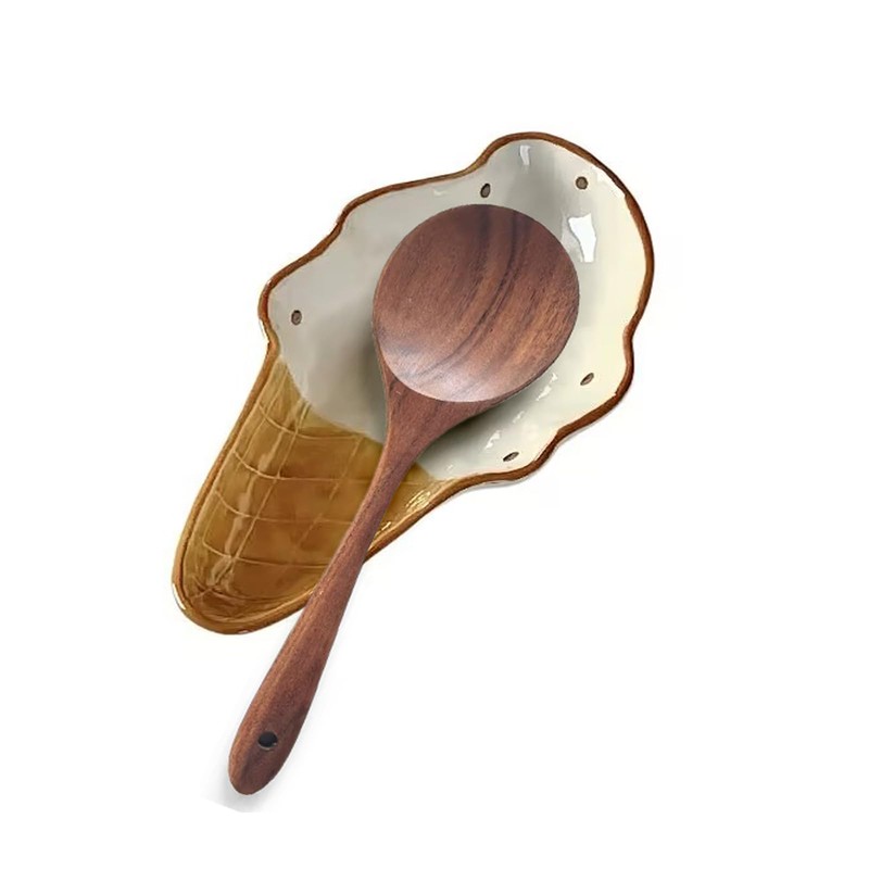 Ceramic Spoon Rest for Stove Top Cute ice cream Shaped