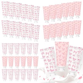 50 Pcs Pink Bow Hand Cream Gifts Bow Hand Cream Bulk Bachelorette Figure Hydrating and Soothing Hand Lotion for Wedding Bridal Engagement Baby Shower Stuffers Party Guest Favors