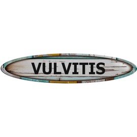ANY AND ALL GRAPHICS Vulvitis Long Oval Shaped Weathered Rustic Painted Wood Look Novelty décor Composite Aluminum Beach Cottage Sign.