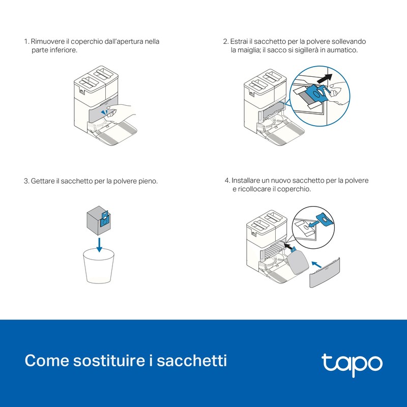 Tapo RVA210 Robot Vacuum Sacchetti per la Polvere Usa e