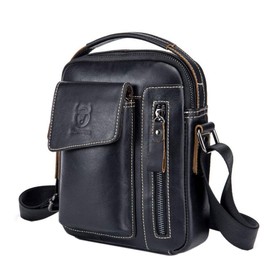 Xieben Leather Shoulder Crossbody Travel Bag for Men Women, #07 black