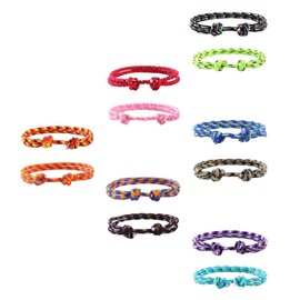 FUSONGQINTANG Pack of 12 Surfer Bracelets, Colourful Nautical Surf Bracelets, Adjustable Marine Rope Cord for Men and Women, Surfer Gift