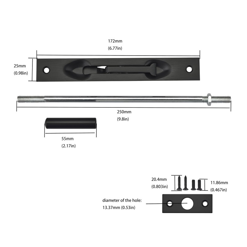 TOGU 2 Pack 10 "Extension Flush Bolt, Flush Bolt for
