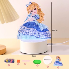 liuer Diamond Painting Children, 3D Diamond Painting Night Light Snow Princess Craft Set Diamond Painting Children Girls Children Gifts Ideas DIY for Craft Set Children from 6 Years