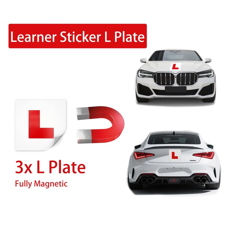 JinRui-T 3 Pack L Plates Magnetic Sticker,Reflective Learner Plates Magnetic,