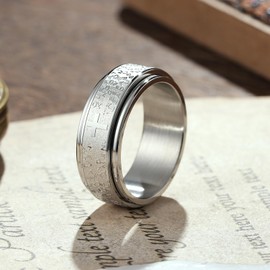King Will 8mm Lord's Prayer Rotatable Ring Stainless Steel Ring Comfort Fit Wedding Band Rings For Men Women 8