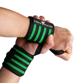 KINETIC EVOLUTION [1 Pair of Sports Wrist Wraps for Men and Women, Wrist Support, Wrist Guards, Protects the Joint, Bodybuilding, Fitness (Green Stripes)