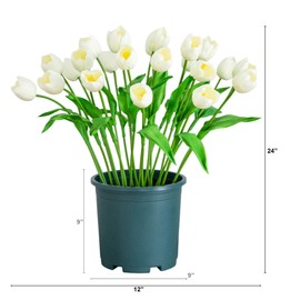 Nearly Natural 2ft UV Resistant Artificial Tulip Plant Indoor/Outdoor - Realistic Fake Plant for Home Decor