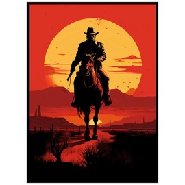 100 Pack TCG/MTG Card Sleeves, Matte Art Card Sleeves, Matte Back & Gloss Front, 66x92mm (Wild West Cowboy)