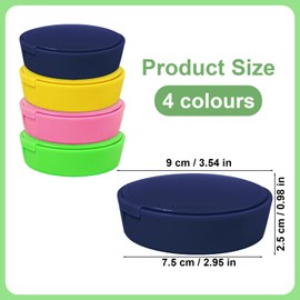 Plastic Cotton Round Holder with Mirror 4 Pack Cosmetic Cotton Pad Holder Portable Travel and Sealed Suitable for Makeup Remover Cotton Cotton Balls Beads (4 Colors (Blue, Pink, Green, Yellow))