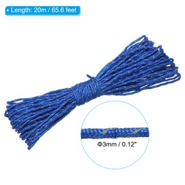 PATIKIL 65 Feet Reflective Guyline Camping Paracord 3mm,3 Pack Tent Cord Guyline Rope Nylon Paracord Rope for Camping Tent Tarp Hiking, Blue (20M)