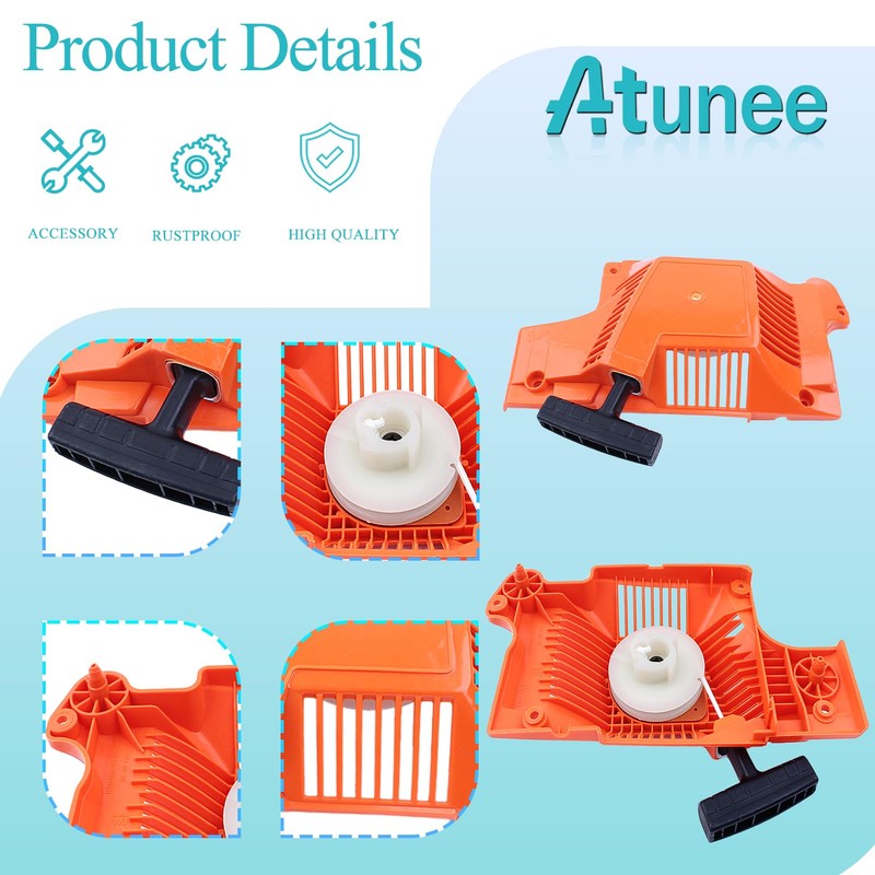 Atunee Starter Recoil Assembly Pulley Spring Handle Rope Service Kit