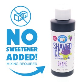Hypothermias Shaved Ice and Snow Cone Syrup Unsweetened Flavor Concentrate - 4 Fl Oz - Makes 1 Gallon of Ready to Use Syrup - Grape - Must Add Filtered Water and Sweetener