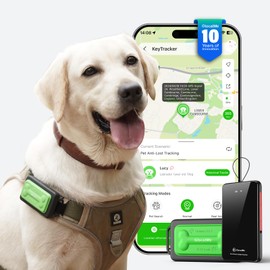 GlocalMe KeyTracker GPS Tracker for Dogs, Global Unlimited Range Pet Tracker with 6 Location Technologies for Real Time Tracking, GPS Dog Tracker with Global Network Service, Waterproof