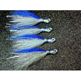 Doc Fishers 4 Silver Minnow  Bucktail Hair Jigs 3/8 oz for Bass, Northern