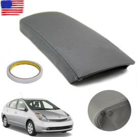 topgearsltd Fits for 2004-2009 Toyota Prius Leather Console Lid Armrest Cover Skin Gray