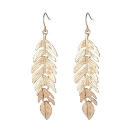 ONLYJUMP Feather Earrings for Women Boho Artistic Vintage Leaf Metal Dangle Drop Earrings Lightweight Leaf Earrings with Detailed Texture Drop Dangle Earring Jewelry Gifts (Gold Leaf)