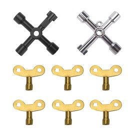 VooGenzek 8 Piece Tool Key Set, Universal Key for Plumbers, 4-Way Service Cross Key, Triangle Key, Used for Electricity Meter, Water Meter, Gas Meter, Radiators