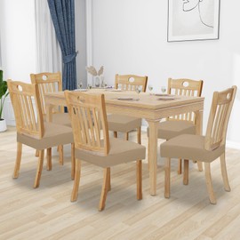 Easy-Going 100% Waterproof Seat Covers for Dining Room Chairs Set of 6, Stretch Chair Seat Slipcovers Protector Removable and Washable Kitchen Dining Chair Covers, Khaki