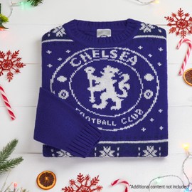 Chelsea FC Christmas Jumper Kids Teenagers Warm Cosy Football Xmas Jumper 7-14 Years Gifts for Boys (Blue, 11-12 Years)