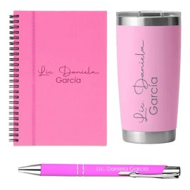 Kit Termo Libreta Pluma Personalizados Láser Para Regalo