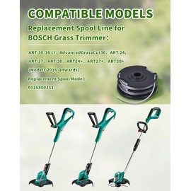 3 Pcs Strimmer Spool Line for Bosch Grass Trimmer ART 30-36 LI, ART 30, ART 27 and ART 24, F016800351 Replacement String Trimmer Spool Line Φ1.6mm x 6m, Standard Double Autofeed Rainproof Nylon Spools