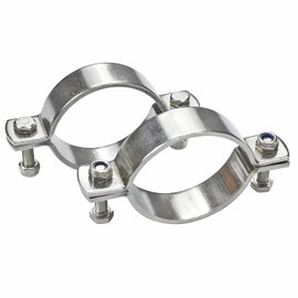 AKIHISA 2 Pcs 27/32 Inch Heavy Duty Rigid Handleless Flat Pipe Bracket Clamp 304 Stainless Steel Split Ring Hanger ID 21.3mm