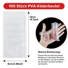 Realure Pack of 100 PVA Bags Fishing, PVA Bags Carp Fishing, Quick Dissolving PVA Bags for Boilies, Carp, Feed, Canned Corn, Fishmeal, Pellets Fishing, Feeder Fishing, Fishing Tours (60 x 120 mm)